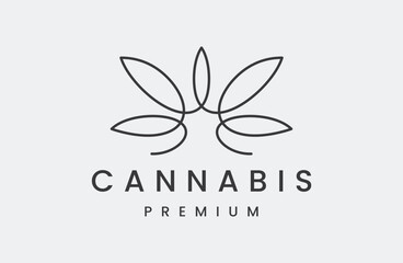 Fototapeta premium Cannabis Leaf Modern Logo Template design inspiration line style .