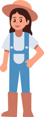 Standing Female Farmer Illustration Vector