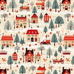 seamless pattern with houses