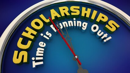 Scholarships Time is Running Out Countdown Deadline Clock 3d Animation