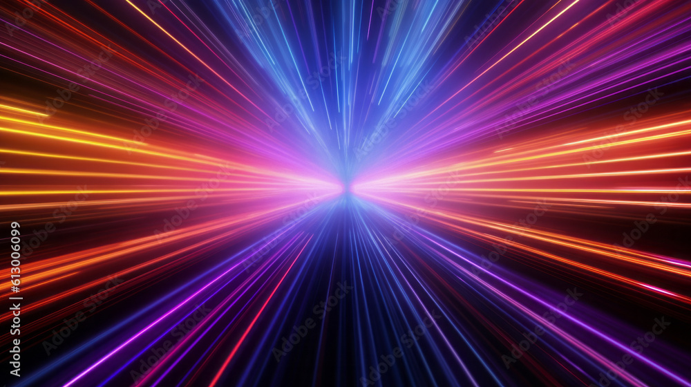 Poster colorful lines of light on a black background. generative ai