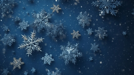 Fototapeta na wymiar Snowflakes on a blue background. Generative ai