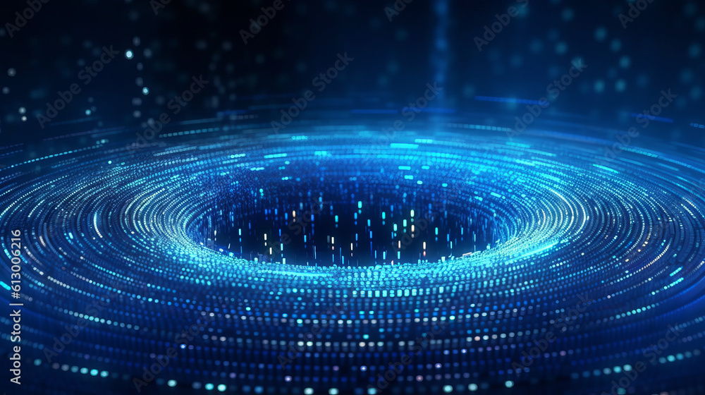 Aufkleber A circular blue abstract background with dots and lines. Generative ai