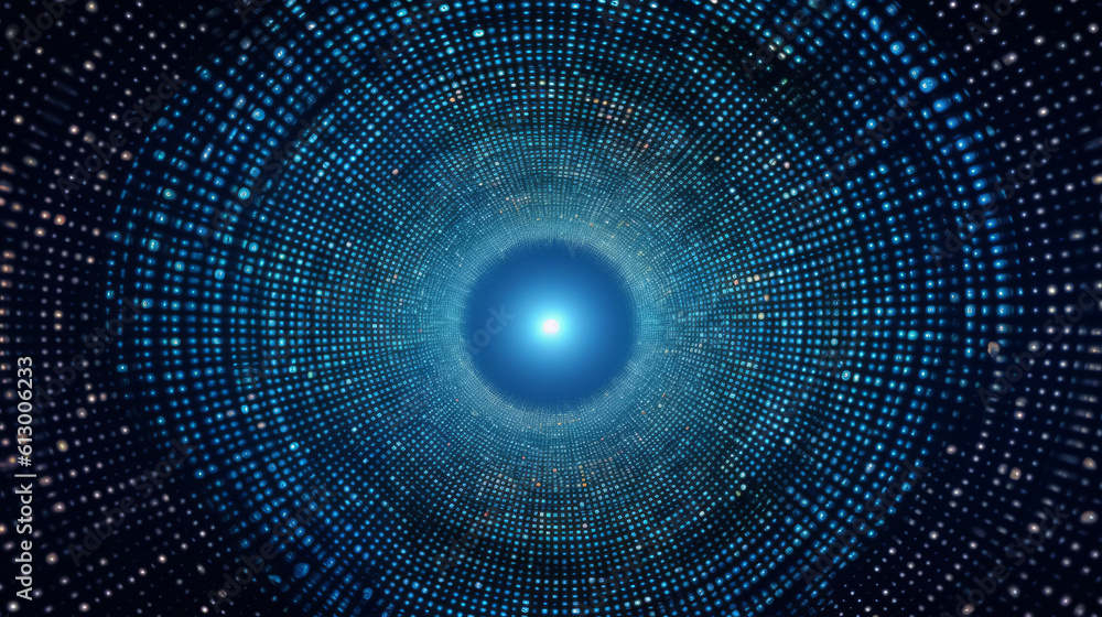 Aufkleber Motion graphic of Blue circle shape and light beam with digital line technology abstract background concept seamlesss loop . Generative ai