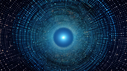 Motion graphic of Blue circle shape and light beam with digital line technology abstract background concept seamlesss loop . Generative ai