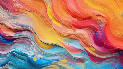 An abstract painting with vibrant and colorful streaks of paint. Generative ai