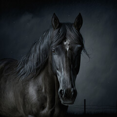 horse in the night  - Created with Generative AI Technology