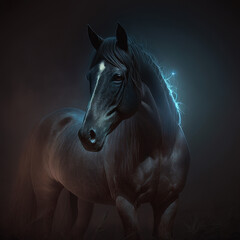 Obraz na płótnie Canvas horse in the night - Created with Generative AI Technology