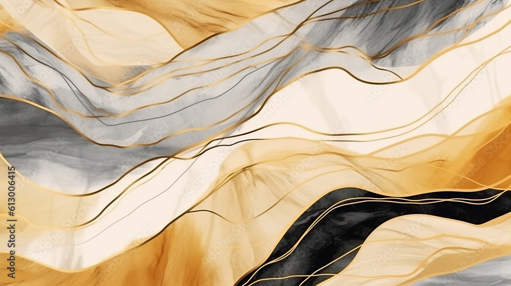 Poster an abstract painting with fluid and colorful lines. generative ai