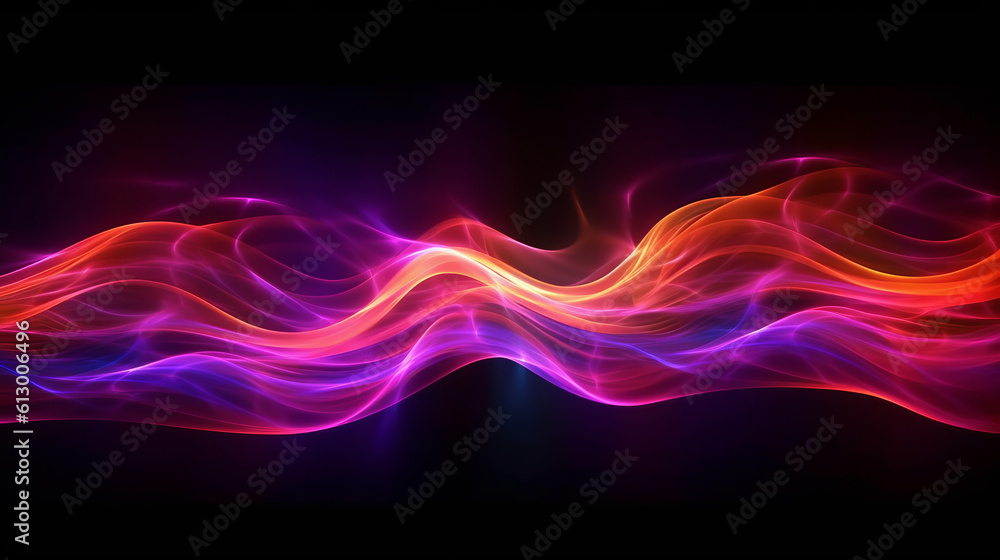 Poster a vibrant wave of light against a dark backdrop. generative ai