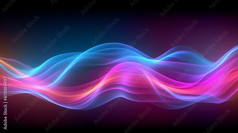 Poster a vibrant light wave against a dark backdrop. generative ai