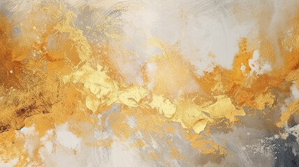An abstract painting with gold and grey colors. Generative ai