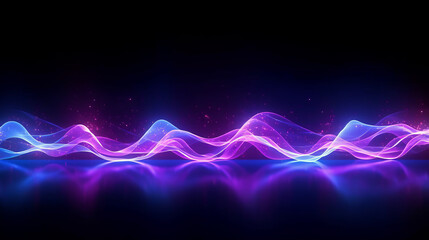 A vibrant blue and purple light wave against a dark background. Generative ai