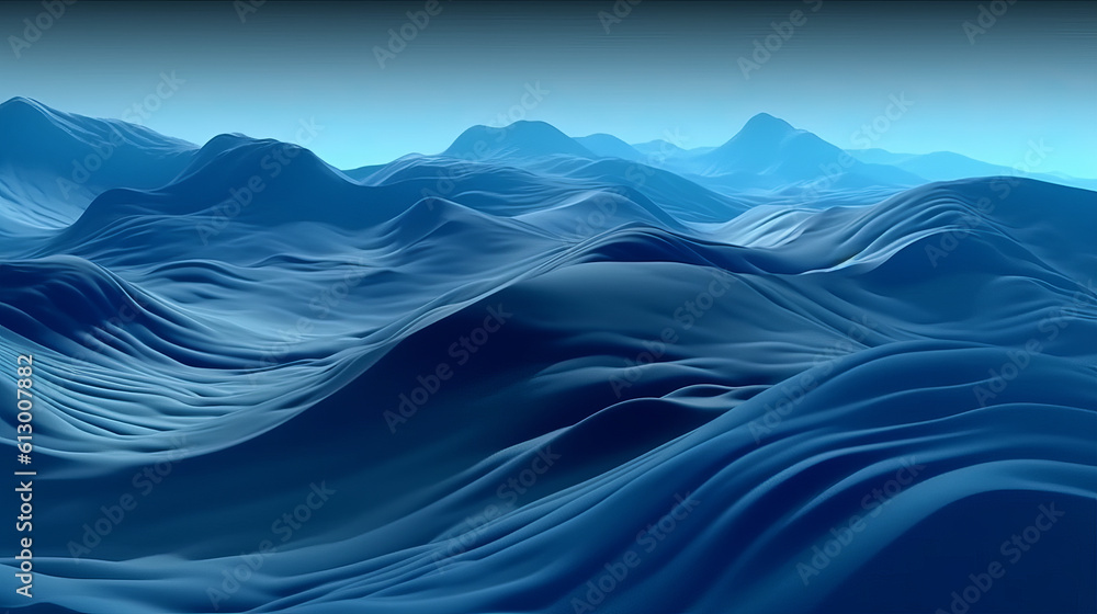 Aufkleber Digital blue white gradient layered wave abstract graphic poster web page PPT background. Generative ai
