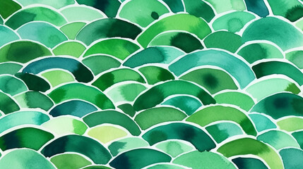 Obraz premium Abstract green and blue shapes in a painting. Generative ai