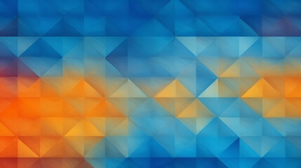 A geometric abstract background with blue and orange triangles. Generative ai