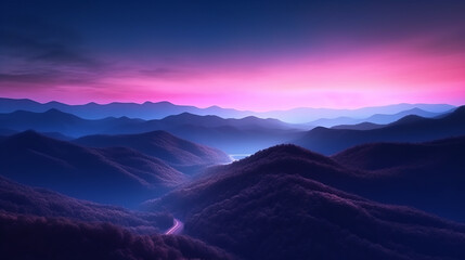 Obraz premium A majestic mountain range at sunset. Generative ai
