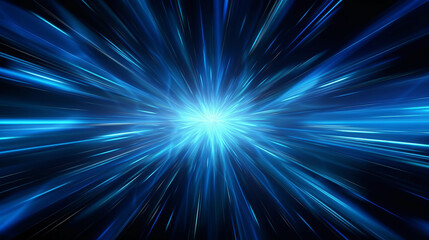 A blue starburst on a black background. Generative ai