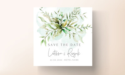 elegant watercolor leaves invitation card set