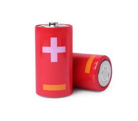 New C size batteries isolated on white