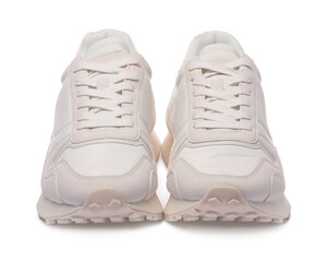 Pair of stylish sneakers isolated on white