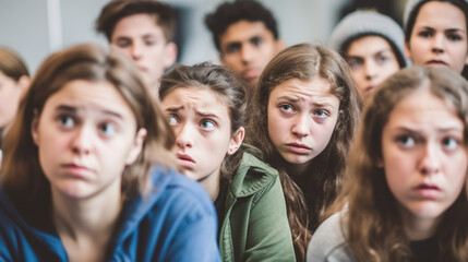 Obraz premium angry young people, teenagers, fictional place