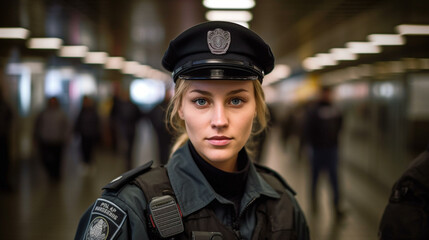 a federal police officer, in uniform, police uniform, border guard and customs officer, customs and control, on patrol, caucasian woman or special unit