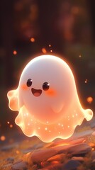 Cute, happy, adorable, Halloween ghost