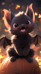 Cute and adorable Halloween baby bat character 