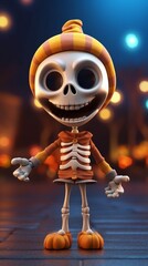 Cute and adorable Halloween or Day of the Dead sugar skull skeleton