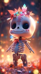 Cute and adorable Halloween or Day of the Dead sugar skull skeleton