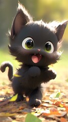 Cute and adorable Halloween baby black cat character