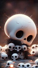 Cute and adorable Halloween or Day of the Dead sugar skull skeleton