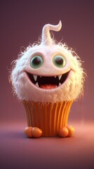 Cute and adorable Halloween cupcake monster 