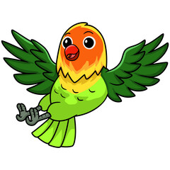 Cute fischer love bird cartoon flying