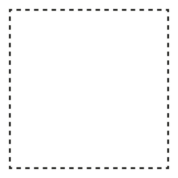 Dashed line squares. Thin and thick lines. Cut lines, square cutout forms. Vector illustration. stock image.