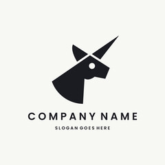 Unicorn Logo vector design template black logo and white background