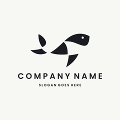 Fish Logo vector design template black logo and white background