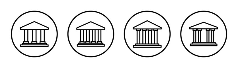 Bank icon set illustration. Bank sign and symbol, museum, university