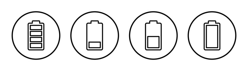 Battery icon set illustration. battery charging sign and symbol. battery charge level