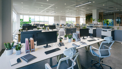 modern business office interior, 3d rendering - obrazy, fototapety, plakaty