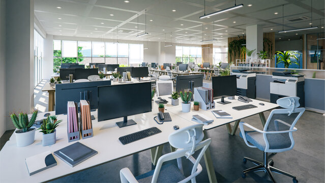 Modern Business Office Interior, 3d Rendering