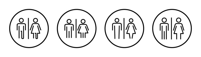 Toilet icon set illustration. Girls and boys restrooms sign and symbol. bathroom sign. wc, lavatory