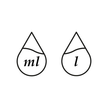 liter icon, drop liquid, fluid volume l and ml, capacity water. Vector illustration. stock image.