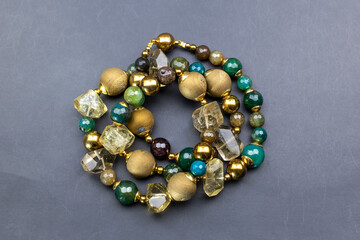 Unique colorful gemstone necklace, handmade jewelry concept, promotional photo for an online jewelry store