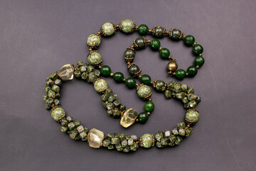 Unique colorful gemstone necklace, handmade jewelry concept, promotional photo for an online jewelry store