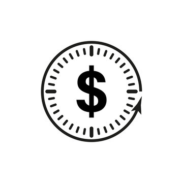 time is money icon, dollar with clock linear sign isolated. Vector illustration. stock image.