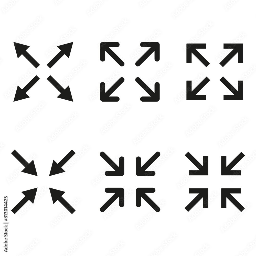 Aufkleber full screen and exit full screen icon set. size icon. vector illustration. stock image.