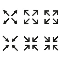 Full screen and exit full screen icon set. Size icon. Vector illustration. stock image. © Kravchenko