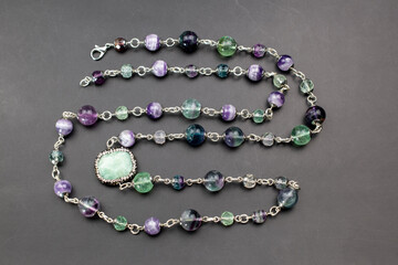 Unique gemstone necklace, handmade jewelry concept, promotional photo for an online jewelry store